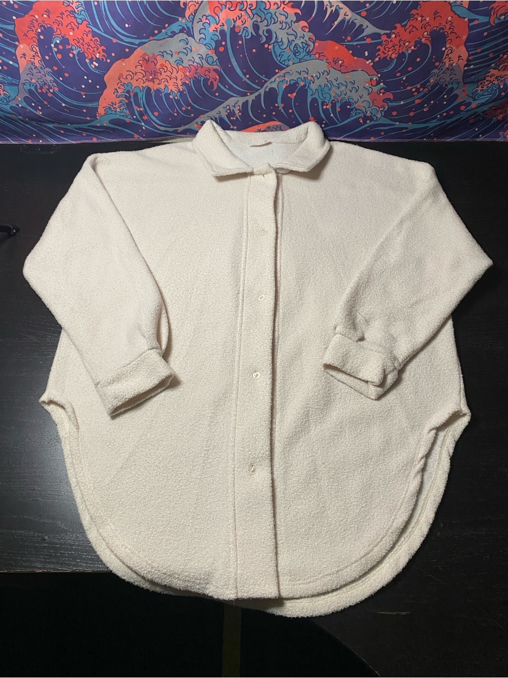 Women's Cream Button-Front Sherpa Jacket